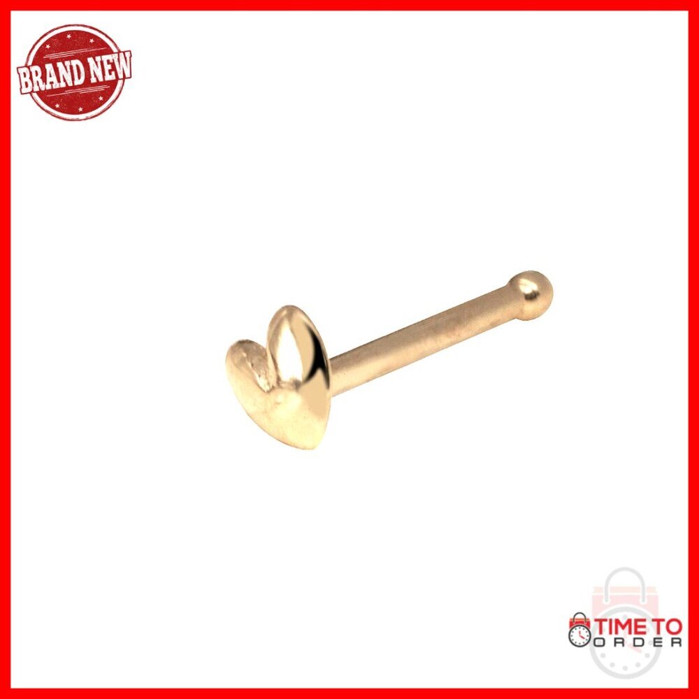 Solid 14K Gold Heart Nose Stud Minimal Chic Hypoallergenic Piercing Jewelry